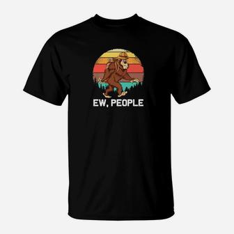 Ew People Bigfoot Retro Sunset Hiking Outdoors T-Shirt | Crazezy