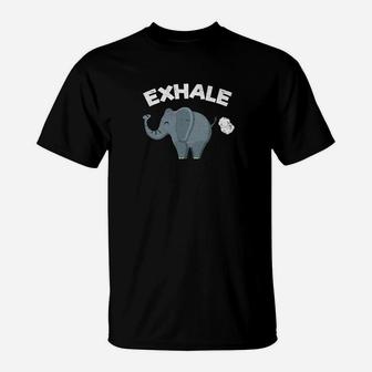 Exhale Elephant Fart Animal Yoga Humor Namaste T-Shirt | Crazezy