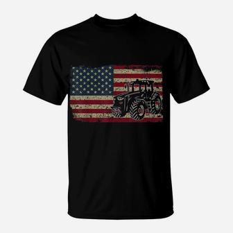 Farm Tractors Usa Flag Patriotic Farming Gift T-Shirt | Crazezy