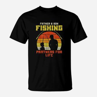 Father Son Fishing Partners For Life Retro Matching Dad T-Shirt | Crazezy
