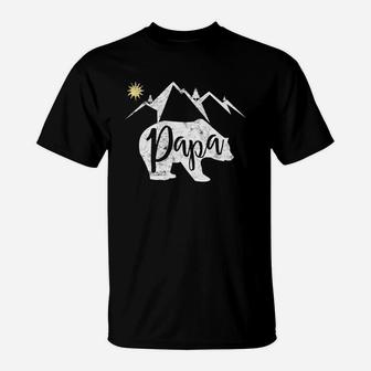 Fathers Day Papa Bear Mountain Hiking Camping Gift Tee T-Shirt | Crazezy UK