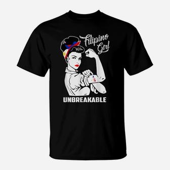 Filipino Girl Unbreakable Heritage Philippines Flag T-Shirt | Crazezy