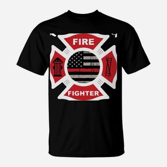 Firefighter Mom Thin Red Line Flag Sweatshirt T-Shirt | Crazezy