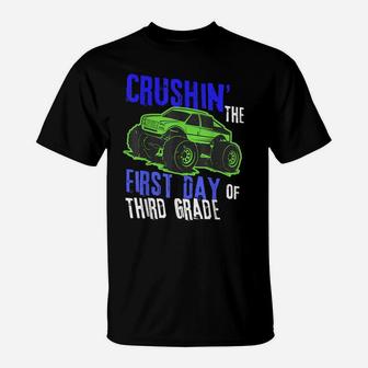 First Day Of School Back To Monster Truck Boys 3Rd Grade T-Shirt | Crazezy