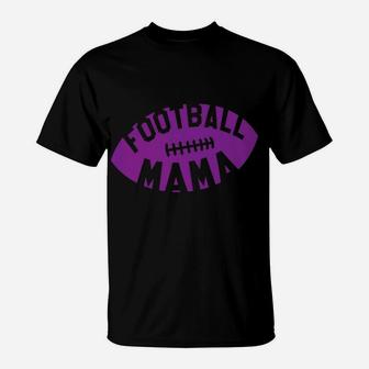 Football Mama Purple Helmet Retro Mom Gift T-Shirt | Crazezy UK