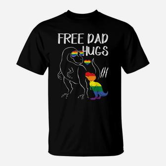 Free Dad Hugs Lgbt Pride Dad Dinosaur Rex Gift T-Shirt | Crazezy UK