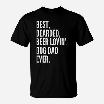 Funny Bearded Dad | Beer Lover Dog Owner Gift Tee T-Shirt | Crazezy