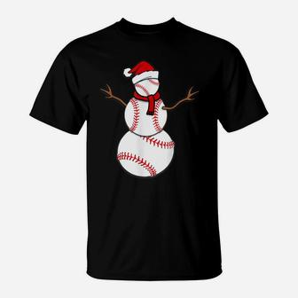 Funny Christmas Baseball Balls Santa Snowman T-Shirt | Crazezy UK