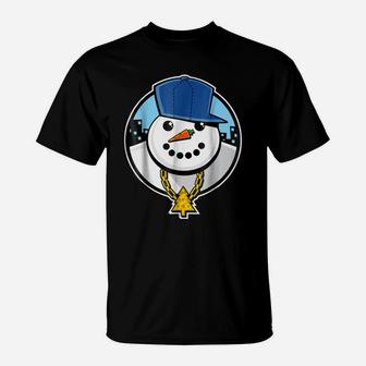 Funny Christmas Tshirt Of A Ghetto Snowman Tshirt T-Shirt | Crazezy