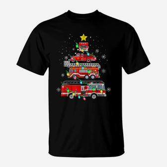 Funny Firefighter Fire Truck Christmas Tree Xmas Gifts T-Shirt | Crazezy UK