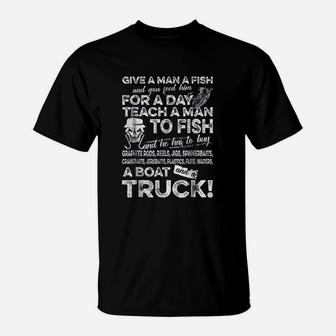 Funny Fishing For Men Give A Man A Fish T-Shirt | Crazezy DE