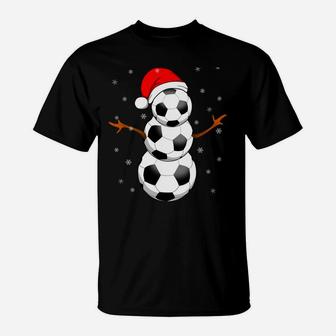 Funny Football Gifts For Boys Girls Christmas Snowman Soccer Sweatshirt T-Shirt | Crazezy UK