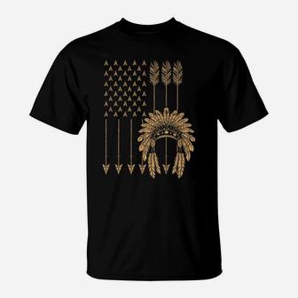 Funny Native American Flag Gift Cool Usa Tribe Patriotic T-Shirt | Crazezy