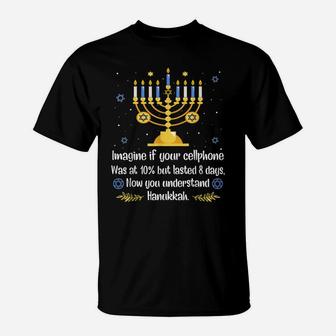 Funny Sarcastic Hanukkah Chanukah Cellphone Quote Christmas T-Shirt | Crazezy