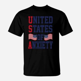 Funny Sarcastic United States Of Anxiety Usa American Flag Sweatshirt T-Shirt | Crazezy