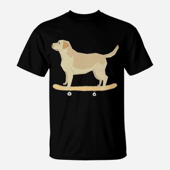 Funny Skateboarding Lab Dad Dog Puppy Gift T-Shirt | Crazezy