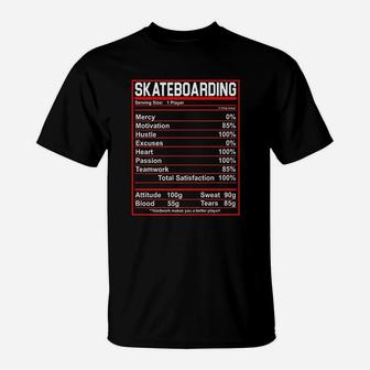 Funny Skateboarding Nutrition Facts Skate Board T-Shirt | Crazezy