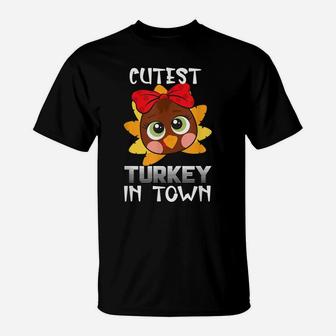 Funny Thanksgiving Day Boys Kids Girl Cutest Turkey In Town T-Shirt | Crazezy DE