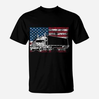 Funny Truck Driver American Flag 4Th Of July Trucker Gift T-Shirt | Crazezy