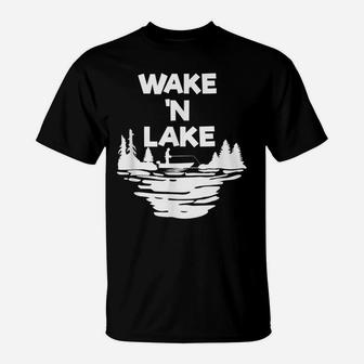 Funny Wake 'N Lake Fishing Camping Outdoors Lover Gift T-Shirt | Crazezy CA