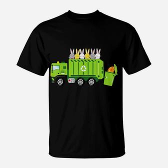 Garbage Truck Easter Day Bunny Eggs Easter Gift Kids T-Shirt | Crazezy