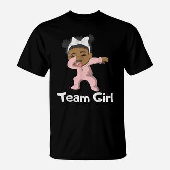Gender Reveal Party Team Girl Cute Dabbing Black Baby Tee T-Shirt | Crazezy