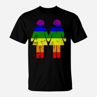 Girls Holding Hands Rainbow Flag Gay Pride Lesbian Sweatshirt T-Shirt | Crazezy DE
