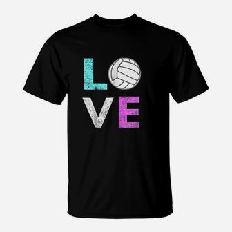 Girls Love Volleyball Best Fun Birthday Gift T-Shirt | Crazezy