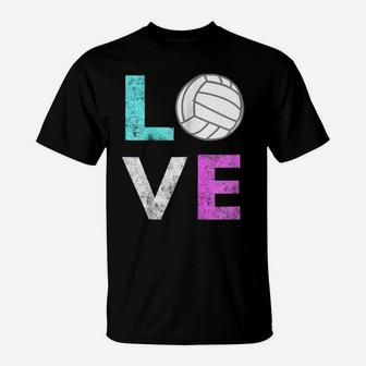 Girls Love Volleyball Best Fun Birthday Gift Tshirt T-Shirt | Crazezy