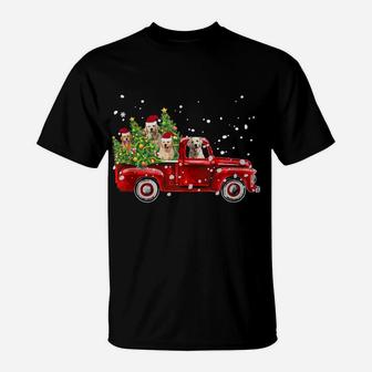 Golden Retriever Lover Red Truck Christmas Pine Tree T-Shirt | Crazezy