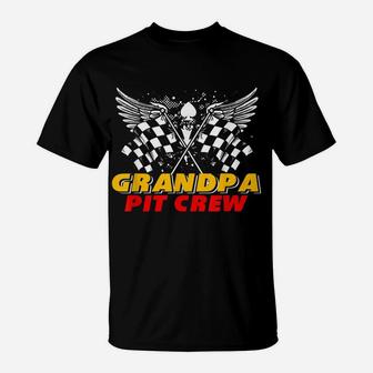Grandpa Pit Crew Race Car Birthday Party Matching Family T-Shirt | Crazezy