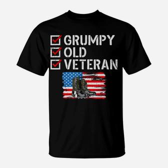 Grumpy Old Veteran Patriotic American Military Veteran Flag T-Shirt | Crazezy