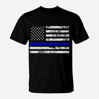 Hoodie Sweatshirt Blue Line American Flag Support Police T-Shirt | Crazezy