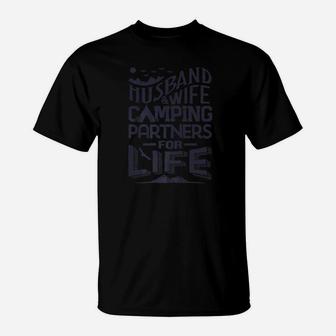 Husband And Wife Camping Partners For Life Men Women T-Shirt | Crazezy