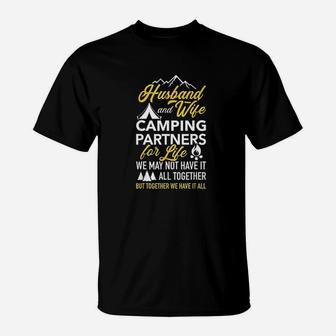 Husband And Wife Camping Partners For Life T-Shirt | Crazezy UK