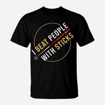 I Beat People With A Stick I Pool Cue I Billiards T-Shirt | Crazezy