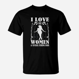 I Love One Women And Several Fishing Rod T-Shirt | Crazezy