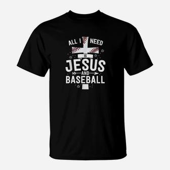I Need Is Jesus And Baseball Christian Cross Mom Gift T-Shirt | Crazezy