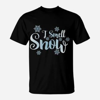 I Smell Snow, Cute Snowflakes Snowy Winter Holiday Christmas Sweatshirt T-Shirt | Crazezy