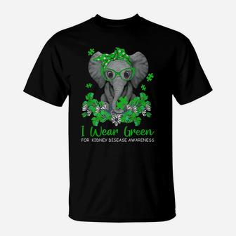 I Wear Green For Kidney Disease Awareness Elephant Survivors T-Shirt | Crazezy