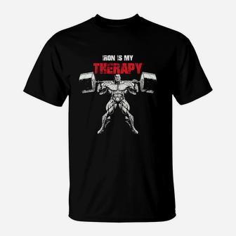 Iron Is My Therapy Bodybuilding Workout T-Shirt | Crazezy