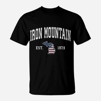 Iron Mountain Michigan Mi Vintage American Flag Design Sweatshirt T-Shirt | Crazezy