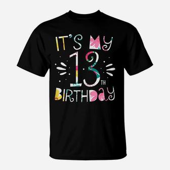 It's My 13Th Birthday Tropical Floral 13 Year Old Girl Gift T-Shirt | Crazezy