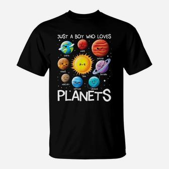 Just A Boy Who Loves Planets Solar System Space Science T-Shirt | Crazezy