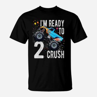 Kids 2Nd Birthday Boy Shirt 2 Year Old Monster Truck Car T Shirt T-Shirt | Crazezy