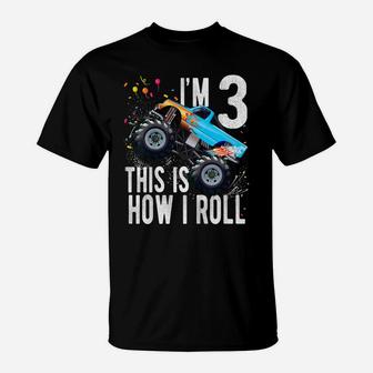 Kids 3 Year Old Shirt 3Rd Birthday Boy Monster Truck Car T Shirt T-Shirt | Crazezy