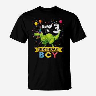 Kids 3 Year Old Shirt 3Rd Birthday Boy T Rex Dinosaur T Shirt T-Shirt | Crazezy UK