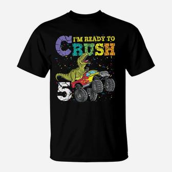 Kids 5 Years Old 5Th Birthday Dinosaur Trex Shirt Boy Girl Gifts T-Shirt | Crazezy CA