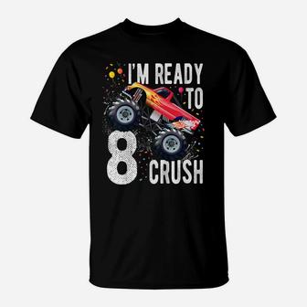 Kids 8Th Birthday Boy Shirt 8 Year Old Monster Truck Car T Shirt T-Shirt | Crazezy AU