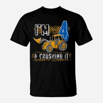 Kids Construction Truck Excavator 4Th Birthday 4 Year Olds 4T T-Shirt | Crazezy CA